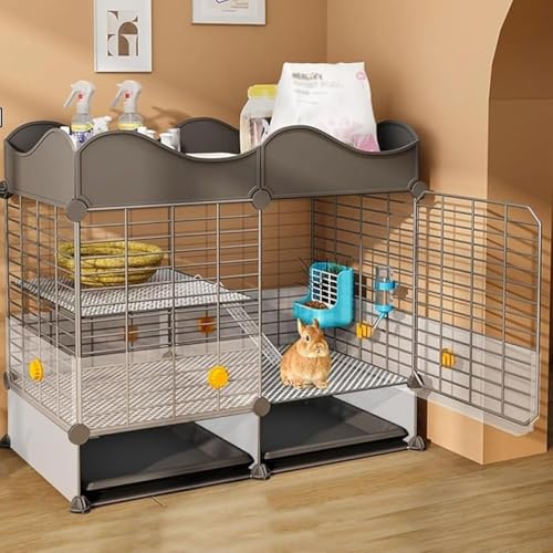 CokBlu多頭飼い対応うさぎケージ 引き出しトレイ付き兎小屋 脱走防止ウサギ用ケージ 掃除しやすい取り外し可能 小動物用ペット用品