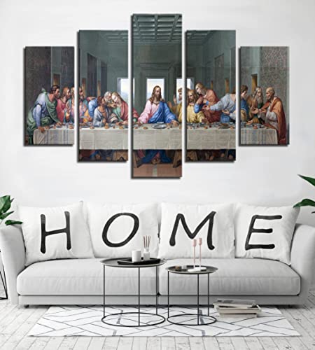 Nan Wind 5 Piece Large Size The Last Supper By Leonardo Da Vinci Classic Art Print Wall Picture Giclee Canvas Prints Wall Art For Home Decor Ready To Hang Famous Painting Replica£© #TOP3