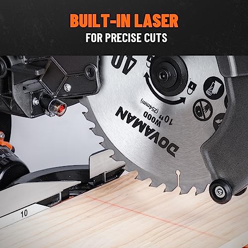 Dovaman DMS01A 10In Sliding Miter Saw, Multi-Use W/ 3 Blades, 15A Miter Saw, 4500/3200Rpm, Ambidextrous Use, 0-45° Bevel Laser Cut thumb #5