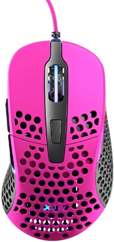 XTRFY M4 RGB, Ultra-Light Wired Gaming Mouse, Ergonomic Design for Right-Handers, Pixart 3389 Sensor, Adjustable RGB Lighting, Pink Edition