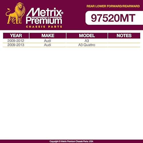 Miniatura 3 de Metrix Premium 4 piezas LR trasero inferior delantero y LR trasero inferior trasero trasero RK642013, RK642309 compatible con Audi A3, A3 Quattro,