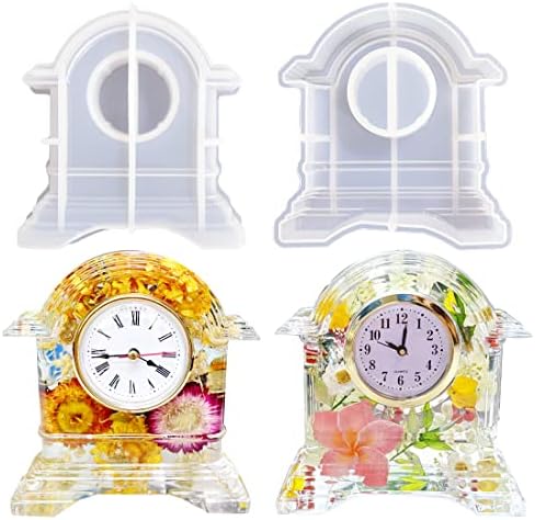 SHOSKY Desk Clocks Silicone Molds for Resin,Table Clock Resin Molds with Clock Movement Accessories,Resin Molds for Flowers Preservation,Resin Art, Home Decors