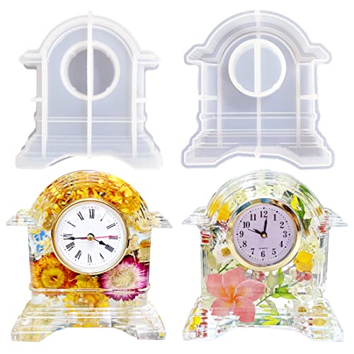 Shosky Desk Clocks Silicone Molds For Resin,Table Clock Resin Molds With Clock Movement Accessories,Resin Molds For Flowers Preservation,Resin Art, Home Decors #TOP2