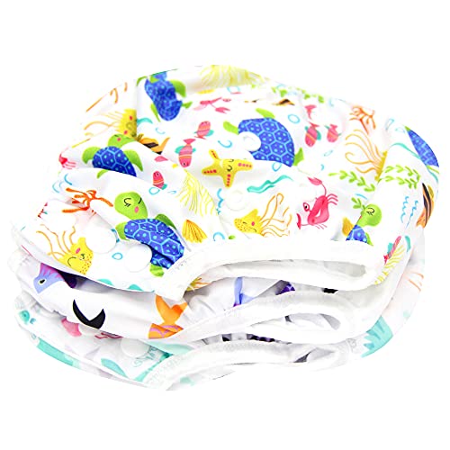 Image of Langsprit 3 Pack Swim Diaper for Baby & Toddle,Reuseable Washable Diaper Swim for Swimming Lesson & Baby Shower Gifts