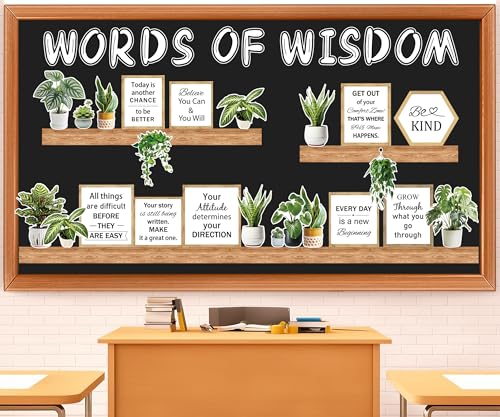 Motivational Bookshelf Bulletin Board Set – Plant Themed Reading Classroom Decor – Inspirational Library Cutouts for Back to School Bulletin Boards & Wall Displays