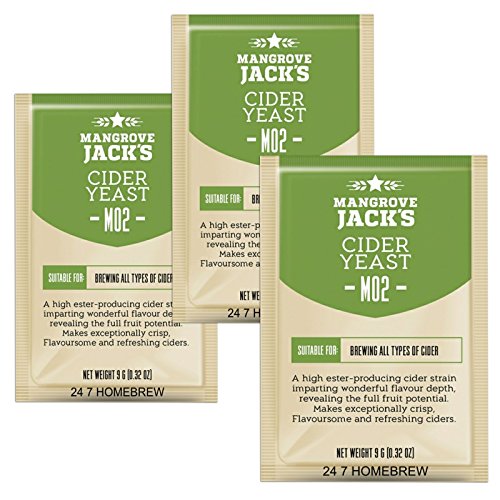 3x Mangrove Jack's Yeast Cider M02 Craft Series Yeast 9g treats 23L