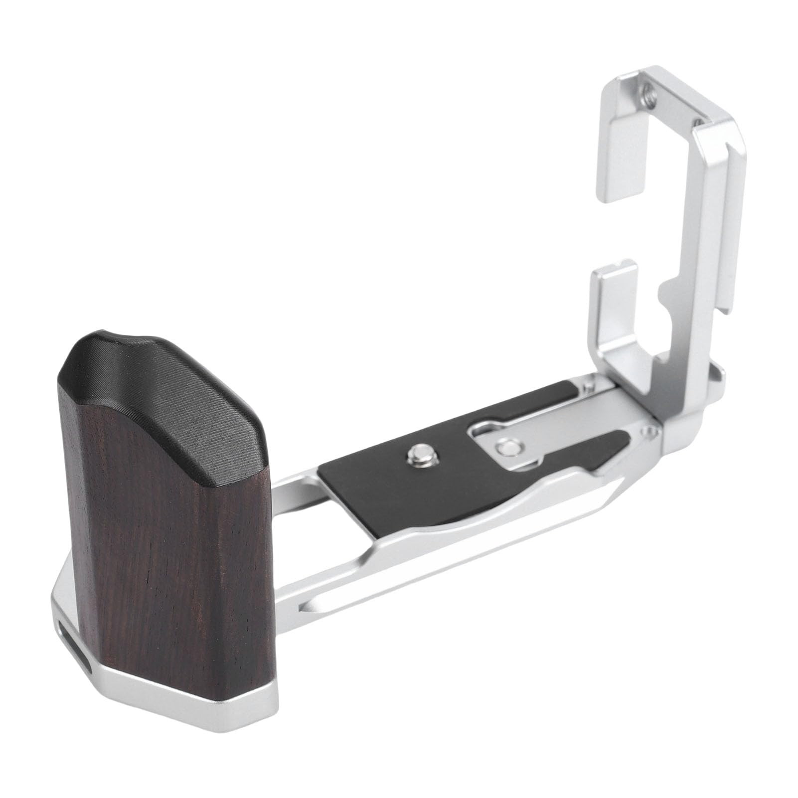 Soporte de placa en L para X-T5, diseño ergonómico ligero para vlogging y fotografía, hecho de aleación de aluminio y palisandro (plata)