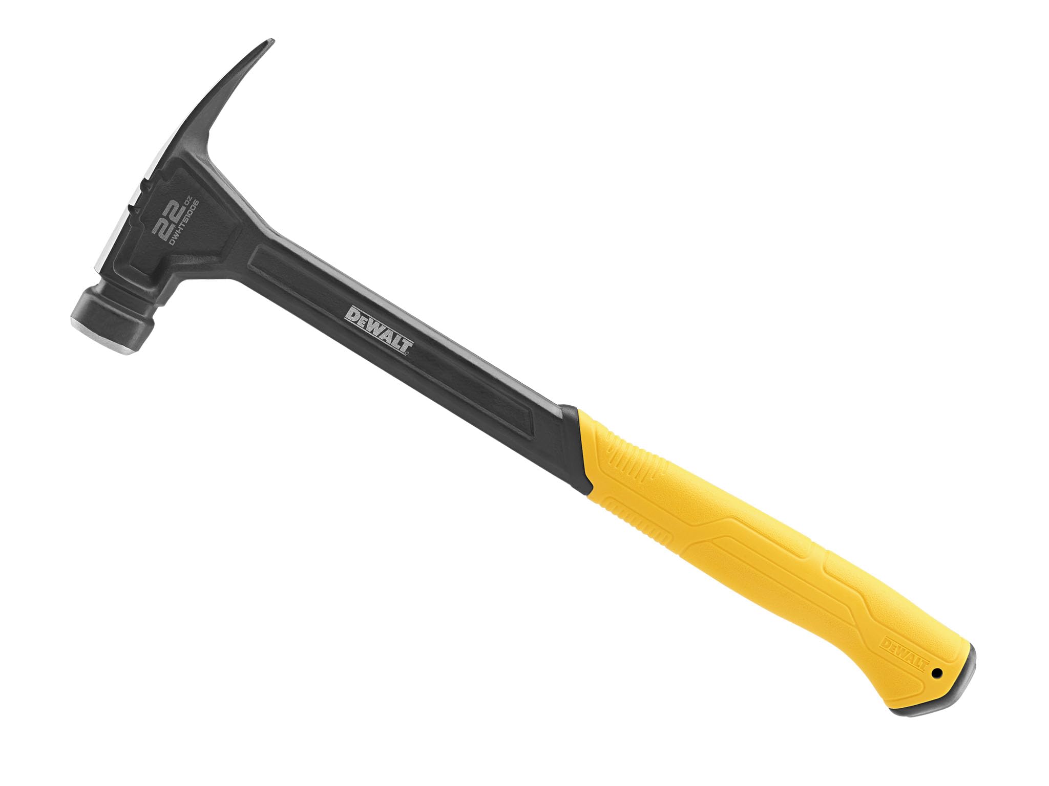 Dewalt Martello a testa liscia da 624 g, struttura in acciaio monopezzo e manico in acciaio spesso trattato termicamente per una lunga durata in cantiere.