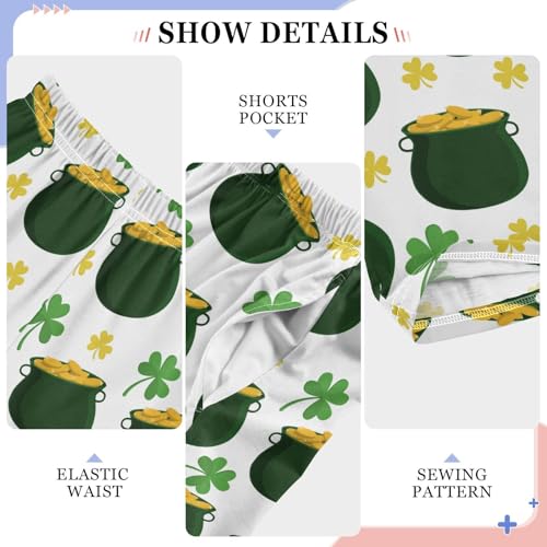 Gold Coin Lucky Clover Boys Long Pants Soft Trousers Elastic Waist Kids Lounge Bottoms with Pockets S-XL4