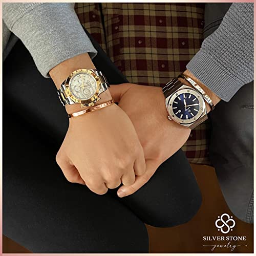 Silver Stone Jewelry Couples Bracelets - Promise Forever Relationship Bracelets For Couples Our Love Is Eternal Set Of 2 Inspirational Long Distance Stainless Steel Bracelets & Cuffs #TOP6