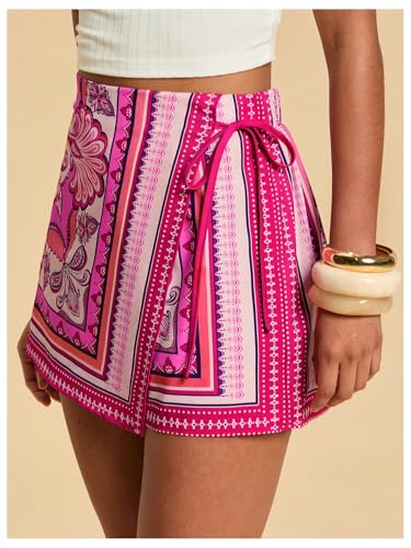 Image of SweatyRocks Women's Boho Mini Skirts Floral Shorts Tie Side Wrap Skorts