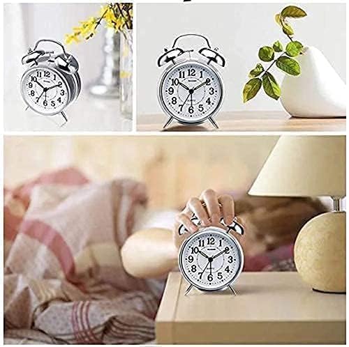 Image of Blairmore Alarm Clock, Silent Non Ticking Small Clock, Battery Operated, Simple Design, Old Fashioned Style Ideal Decor, for Bedroom, Bedside, Desk, Adult, Kid, Gift (Tween Silver)