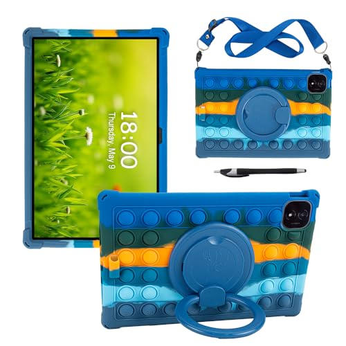 Coque pour Honor Magic Pad 4 tablette 12,3" en silicone bleu foncé avec support