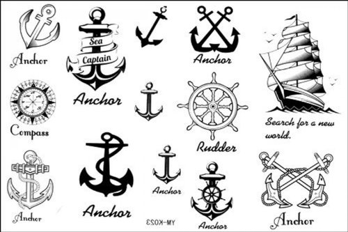 SPESTYLE waterproof non-toxic temporary tattoo stickerslatest new design Temporary Tattoo waterproof anchor nautical temporary tattoos