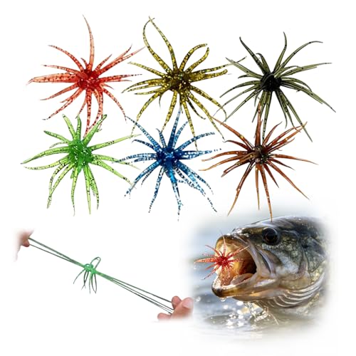 6Pcs Fuzzy Dice Fishing Lure for Bass Fishing, Soft TPR Creature Bait, Floating Soft Plastic Lures with Reflective Glitter, Lifelike Breathing Action for Freshwater & Saltwater (6PCS mix3, 2.36 in)