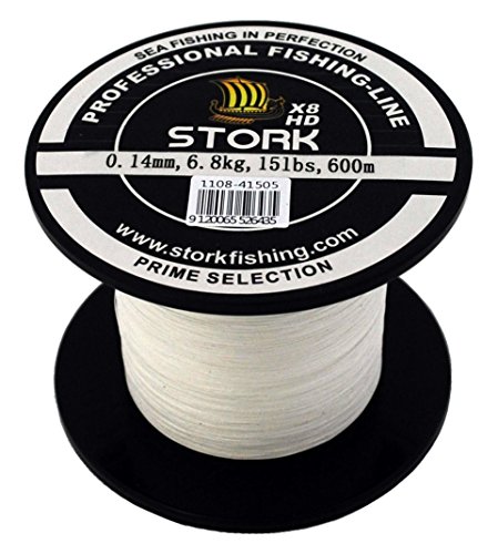 Stork HDx8, premium 8 times braided fishing line 600 m, White, 40 lbs / 18.1 kg / 0.28 mm
