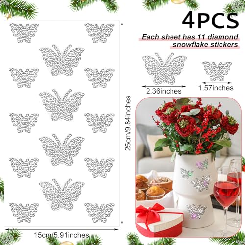 Image of Epakh 84 Glitter Bling Rhinestone Sticker, Butterfly, Silver