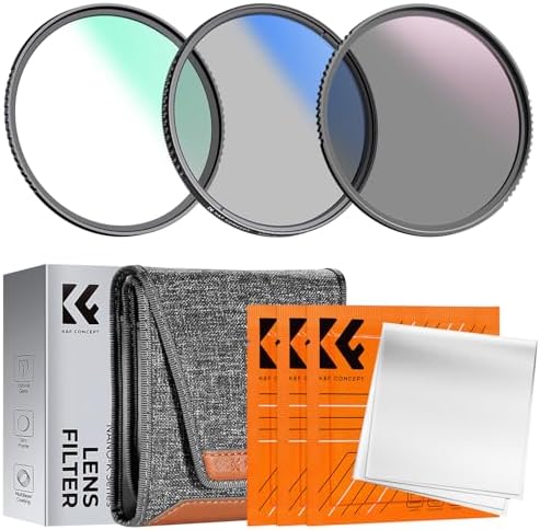 K&F Concept 55mm UV/CPL/ND Lens Filter Kit (3 Pieces)-18 Multi-Layer Coatings, UV Filter + Polarizer Filter + Neutral Density Filt...