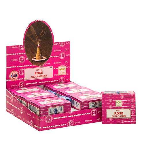 Divinetm Nag Champa rose Dhoop incenso (12 confezioni da 12 coni) free cones-4pcs
