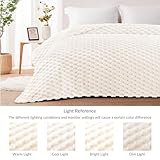 Whale Flotilla Throw Blanket for Sofa with Expanded 3D-Jacquard Pattern, 130X150 CM Fuzzy Soft Cozy Exquisite Blankets or All Season, Warm and Fluffy, Ivory - Image 7
