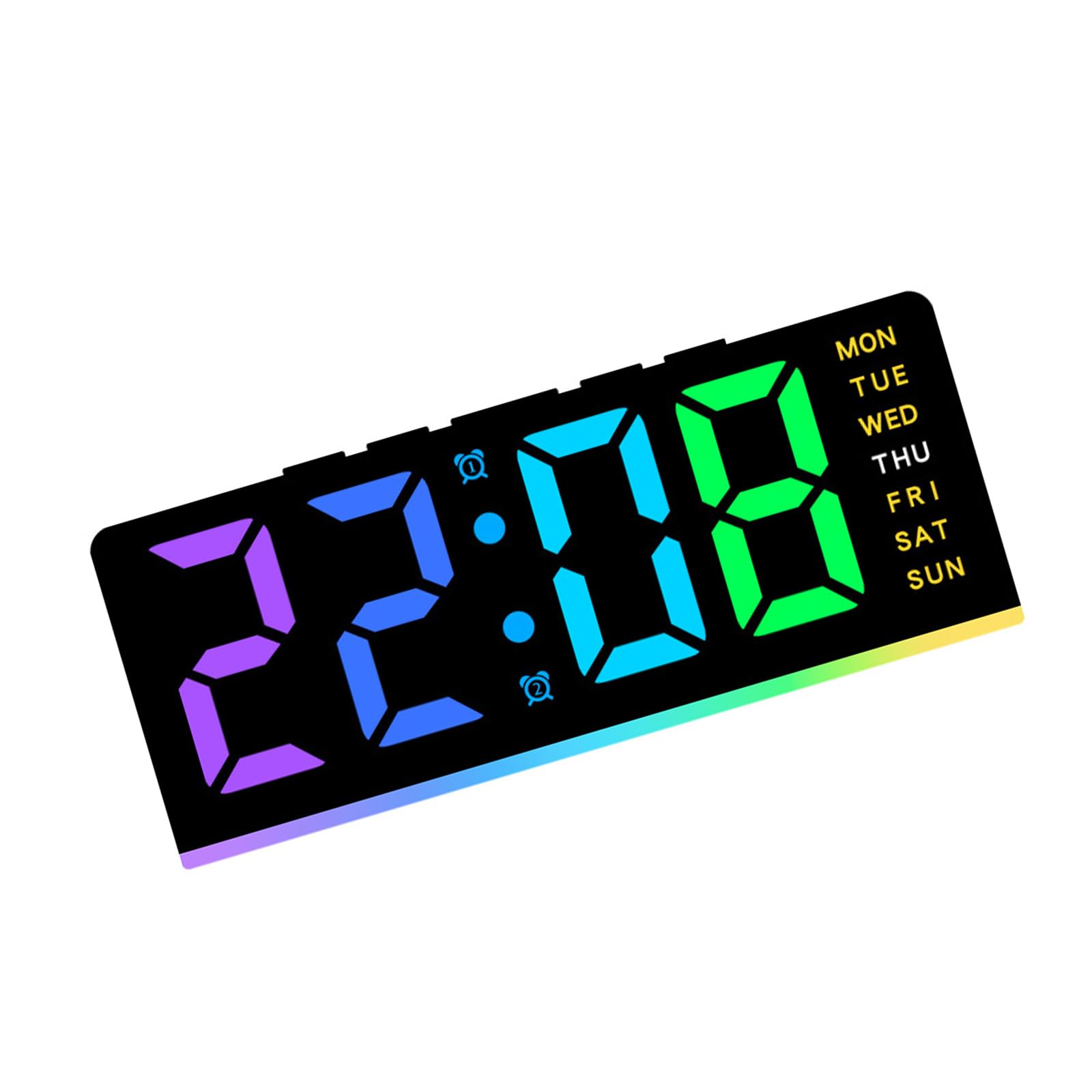 Hsioluted Modern Color Changing LED Bedside Digital Alarm Clock Quiet Operations Night Light Brightness Bedroom Decors Clock with Mood Lighting