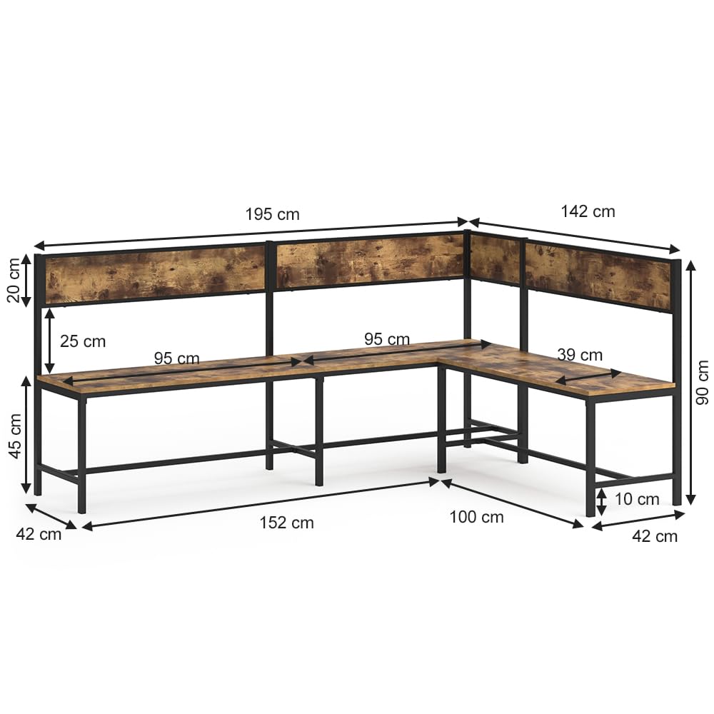 Vicco Banquette d'angle Salle à Manger Fyrk, Chêne Rustique, 195x142cm, Convient comme Solution d’Assise Peu encombrante pour Les espaces Repas