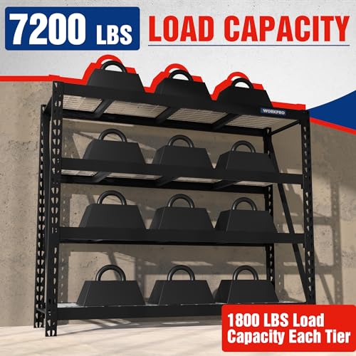 Image of WORKPRO Heavy Duty Metal Garage Shelving, 68 inch W x 24 inch D x 65 inch H, 7200 LBS Load