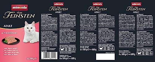 animonda vom Feinsten Katzenfutter nass mit Putenherzen (6 x 100g), getreidefreies Katzenfutter nass ohne Zucker, mit frischen, fleischigen Zutaten