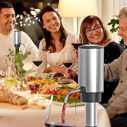 UNICHERRY Electric Wine Aerator Pourer One Touch Wine Accessories Rechargeable 2-in-1 Automatic Wine Decanter Stainless Steel Wine Dispenser Gifts for Wine Lovers - Thumbnail 6