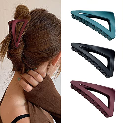 Medium Hair Clips for Women Girls, Nonslip French Hair Claw Clips for Thin Medium Thick Hair, Strong Hold Matte Hair Jaw Clips Triangle Hair Claws