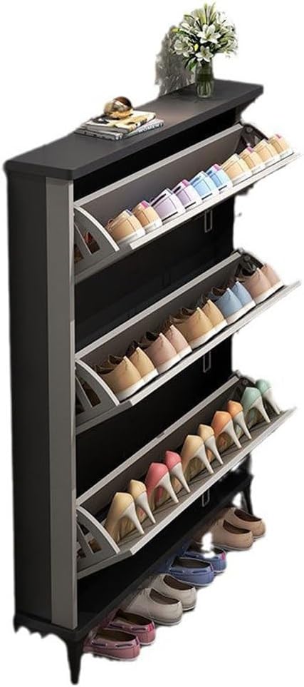 Freestanding Shoe Rack Locker Shoe Cabinet, Large-Capacity Flip-Type Entrance Cabinet, Simple Modern Storage Shoe Rack, Household Doorway Multifunctional Locker(Color:A) (B One Size)