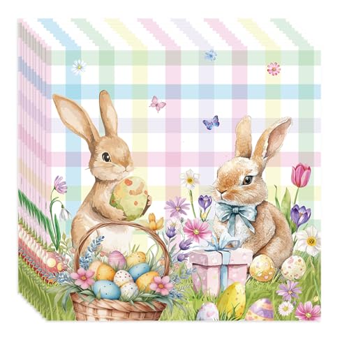 40 pcs servietten ostern osterservietten 33x33 cm osterservietten hase tischdeko ostern osterhase deko frühlingsdeko Geeignet für Osterpartys