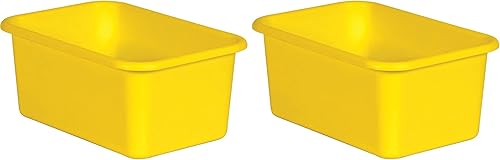 Teacher Created Resources Cubo de plástico pequeño amarillo (paquete de 2)