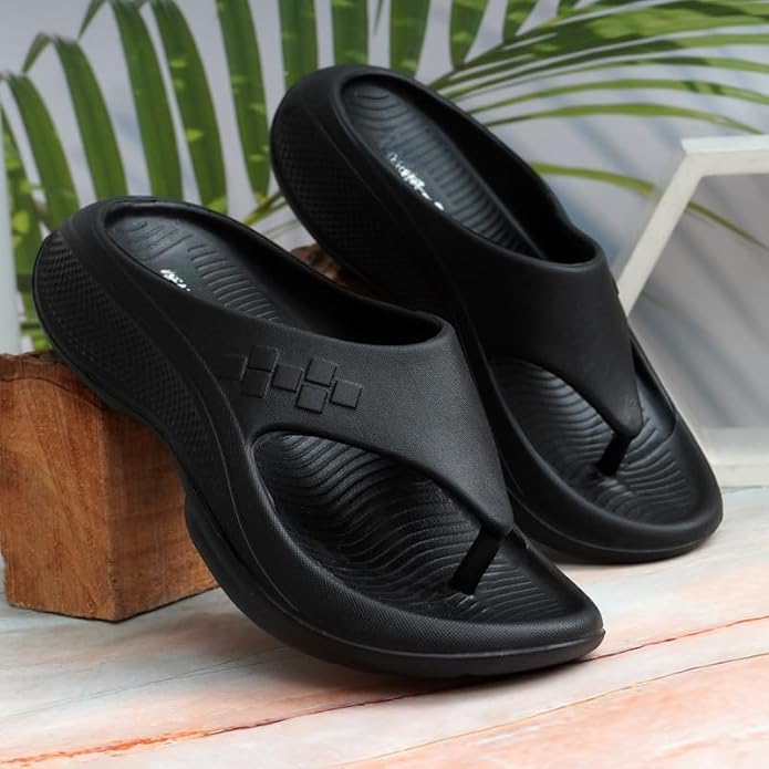 Image of Men's Summer Flip Flop Slippers Casual Pillow EVA Anti-Skid Sole Slide Slipper Waterproof & Everyday Indoor Outdoor Fashionable Daily Use Footwear for Gents & Boys