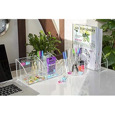 Osco Clear Acrylic Desk Organiser,130mm x 250mm x 120mm
