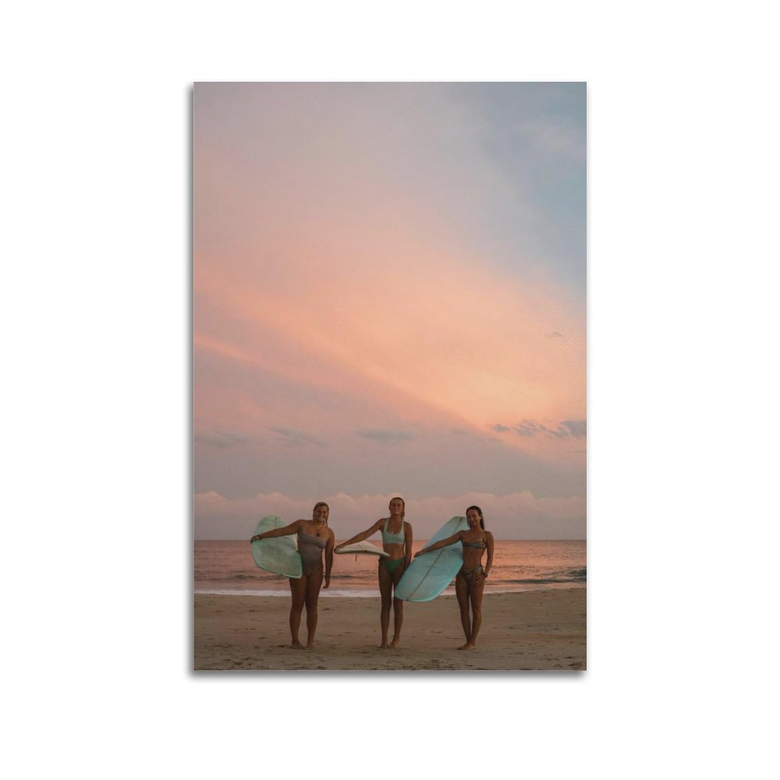 OKAHYS Vintage Beautiful Girls Beach Surfing Poster Decorative Painting Canvas Wall Artworks Picture 12x18inch(30x45cm)