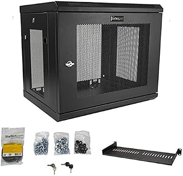 StarTech 9U Wall-Mount Cabinet, 19in, 2-Post, 15in Deep, 198lb (RK9WALM)