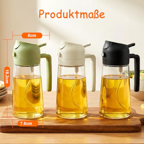 Dictien Opryskiwacz do oleju 2 w 1, spray do frytkownicy na gorące powietrze 470 ml, spray olejowy do frytkownicy powietrznej, dozownik oleju do butelek kuchennych do kuchni