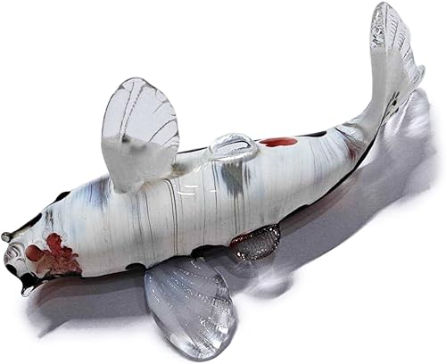 Miniatura 7 de WitnyStore Pequeña figura de pez de carpa Koi de 5 pulgadas, color negro, blanco y rojo, pintado a mano, animales acuáticos, coloridos peces