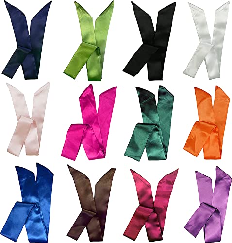 12 Set Mixed Designs Satin Head Hair Handbag Handle Highlights Scarf Tie Bundle