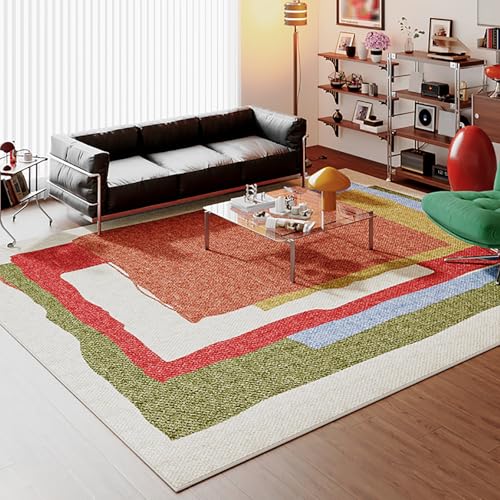 Alfombra de pelo bajo lavable con reverso firme para sala de estar 7