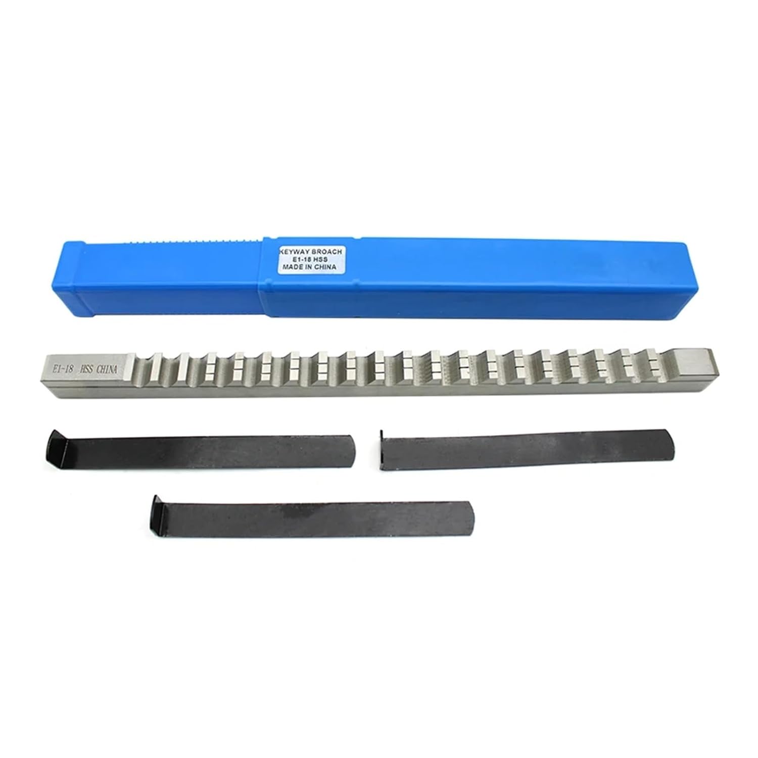 18mm E Push-Type HSS Keyway Broach E1-18 Metric Sized Cutting Tool for CNC Machine with 3pcs Shim for Metalworking, Lathe
