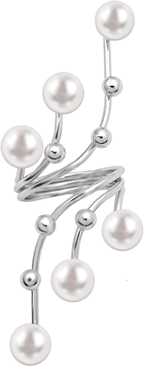 HSQYJ Fashion Adjustable Pearl Crystal Flower Cocktail Statement Ring Rhinestone FloraL Engagement Wedding Bands Rings Luxury Jewelry for Women Gift Gold Silver Plated