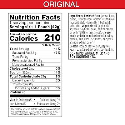 Cheez-It Cheese Crackers, Baked Snack Crackers, Lunch Snacks, Original (48 Pouches)