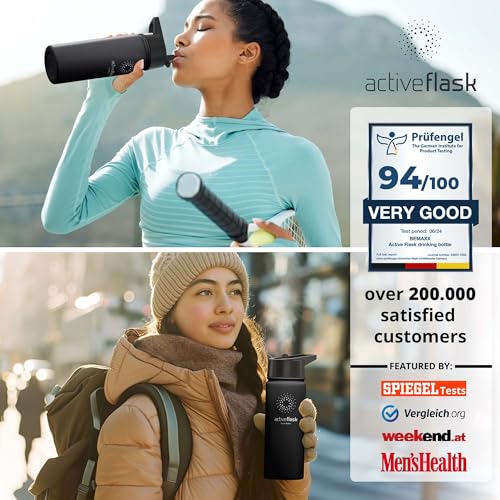 Butelka do picia ze stali nierdzewnej ACTIVE FLASK + słomka (3 pokrywki) wolna od BPA, szczelna, odpowiednia na dwutlenek węgla - butelka na wodę termos rowerowy izolowana izolowana butelka sportowa