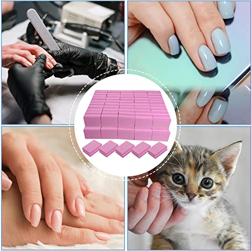 Nail Buffers (100 Pack), Mini Buffer Block Nail File For Acrylic Nails And Natural Nails, 100/180 Grit Nail Buffer Block Bulk Buffing Blocks For Nail Buff Professional Manicure File Blocks Set Pink #TOP6