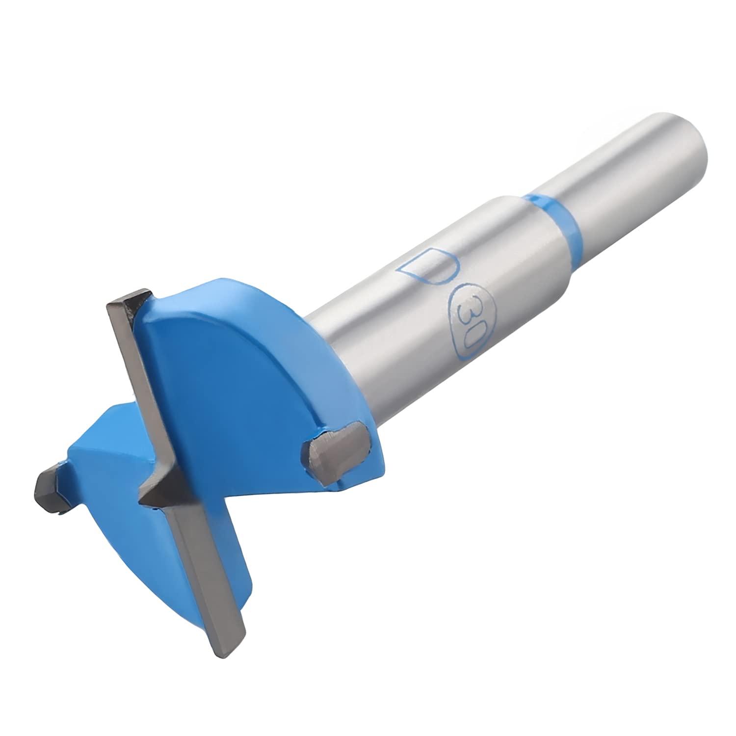 Forstner Drill Bit 30mm, Carbide Woodworking Hole Saw, Wood Drilling Cutter Boring Drill Bits with 1/3inch Round Handle for Wood, Plastic, Plywood(Blue)