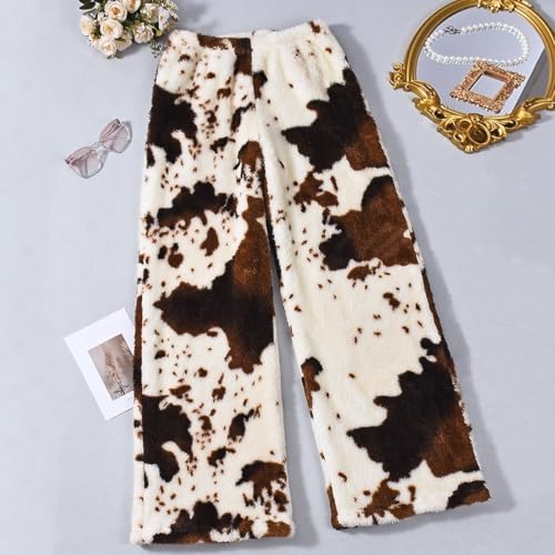 Image of Leopard Pants Women Therian Fuzzy Pajama Pants Y2k Cheetah Pants Grunge High Waisted Fluffy Pants