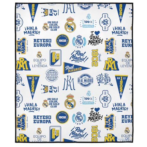 LOGOVISION Real Madrid Icon Pattern Outdoor Blanket for Picnic, Beach, Camping, Park, Tailgate 50"x60"
