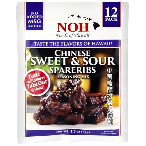 NOH Chinese Sweet & Sour Spareribs Seasoning Mix, 1.5 oz Packet (Pack of 12) - Classic Chinese Sweet...